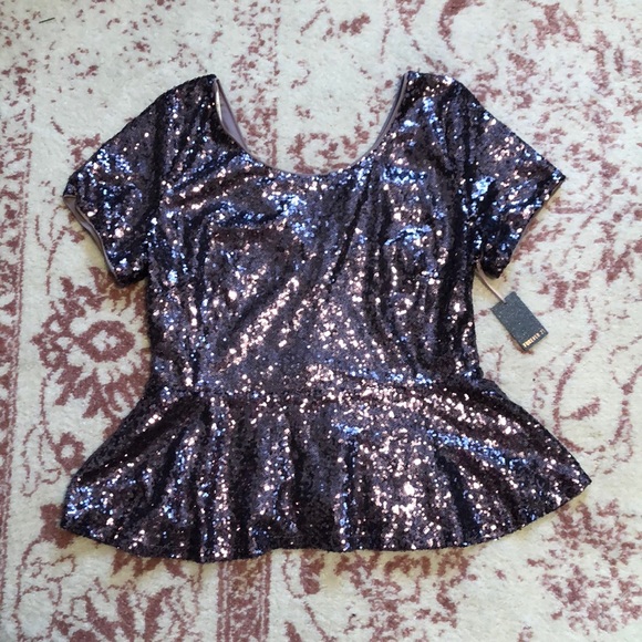 Forever 21 Tops - Forever 21 | Sequin Peplum Short Sleeve Top